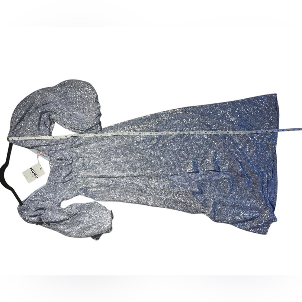 Show Me Your MuMu Shimmering Blue Midi Dress - Picture 8 of 8